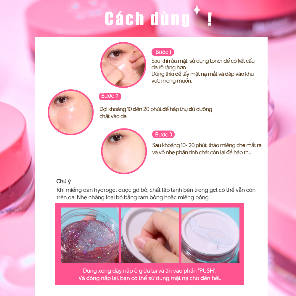 Mặt Nạ Mắt Cải Thiện Nếp Nhăn Giảm Thâm Dưỡng Trắng OGET Pink Collagen Hydrogel Eye Patch 45g