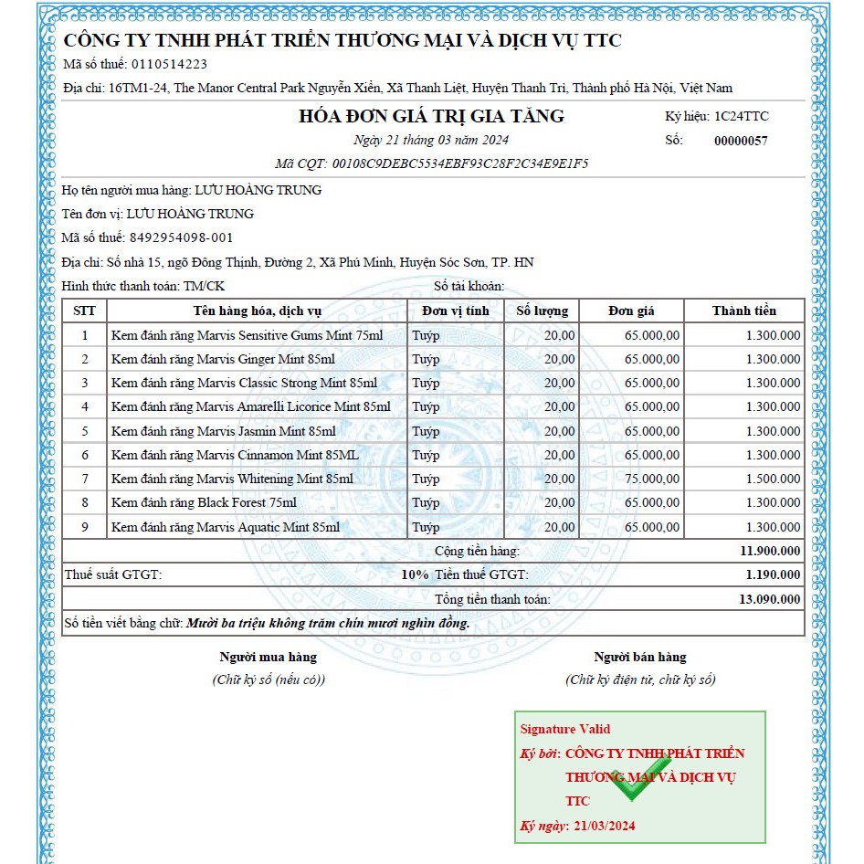 Kem Đánh Răng Marvis 85ML Làm Sạch Trắng Răng Nhiều Mùi Vị