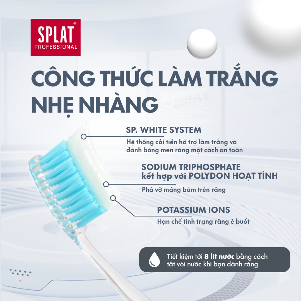 Kem đánh răng trắng răng thơm miệng SPLAT White Plus loại bỏ vết ố vàng từ cafe, trà làm sáng răng, giảm ê buốt 100ml