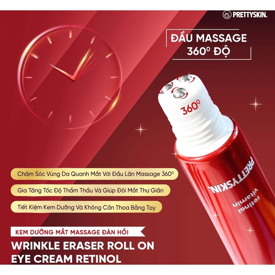 Kem dưỡng mắt Pretty Skin Wrinkle Eraser Roll On Eye Cream Retinol 30ml