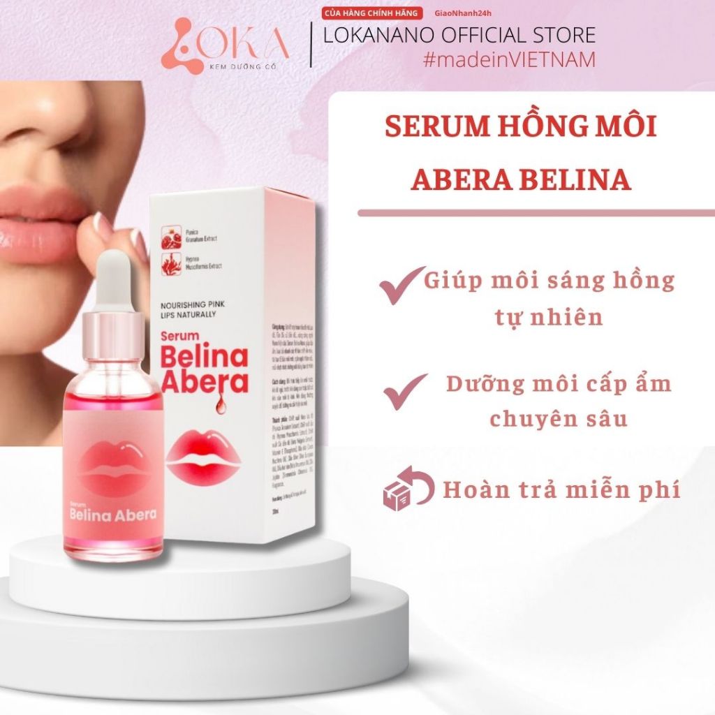 Serum khử thâm môi Belina dưỡng ẩm, hồng môi | Serum Belina Abera mờ thâm môi , mờ nám môi, giúp căng mịn – 20ml