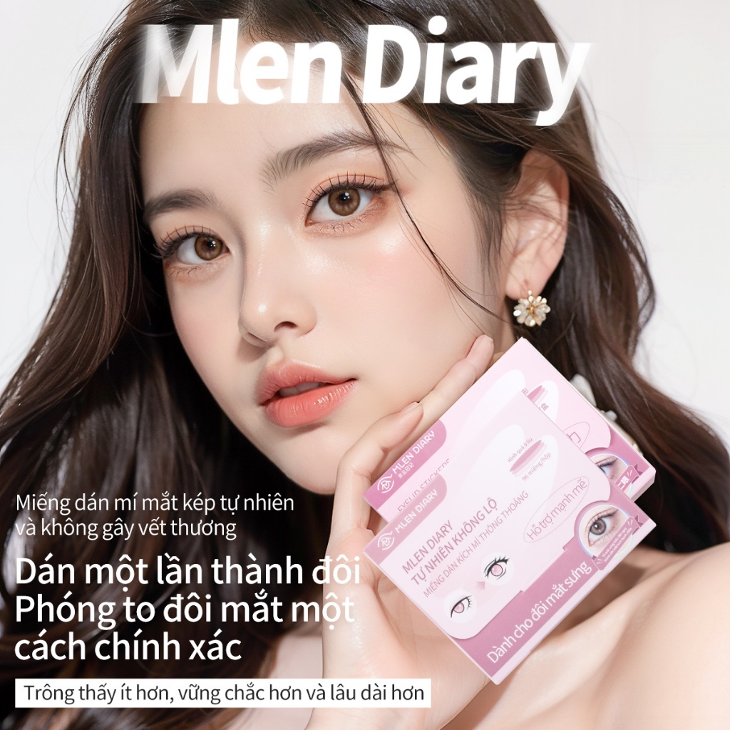 Mlen Diary Miếng dán kích mí tàng hình tự nhiên phù hợp cho mọi dáng mắt, dễ dùng cho người mới