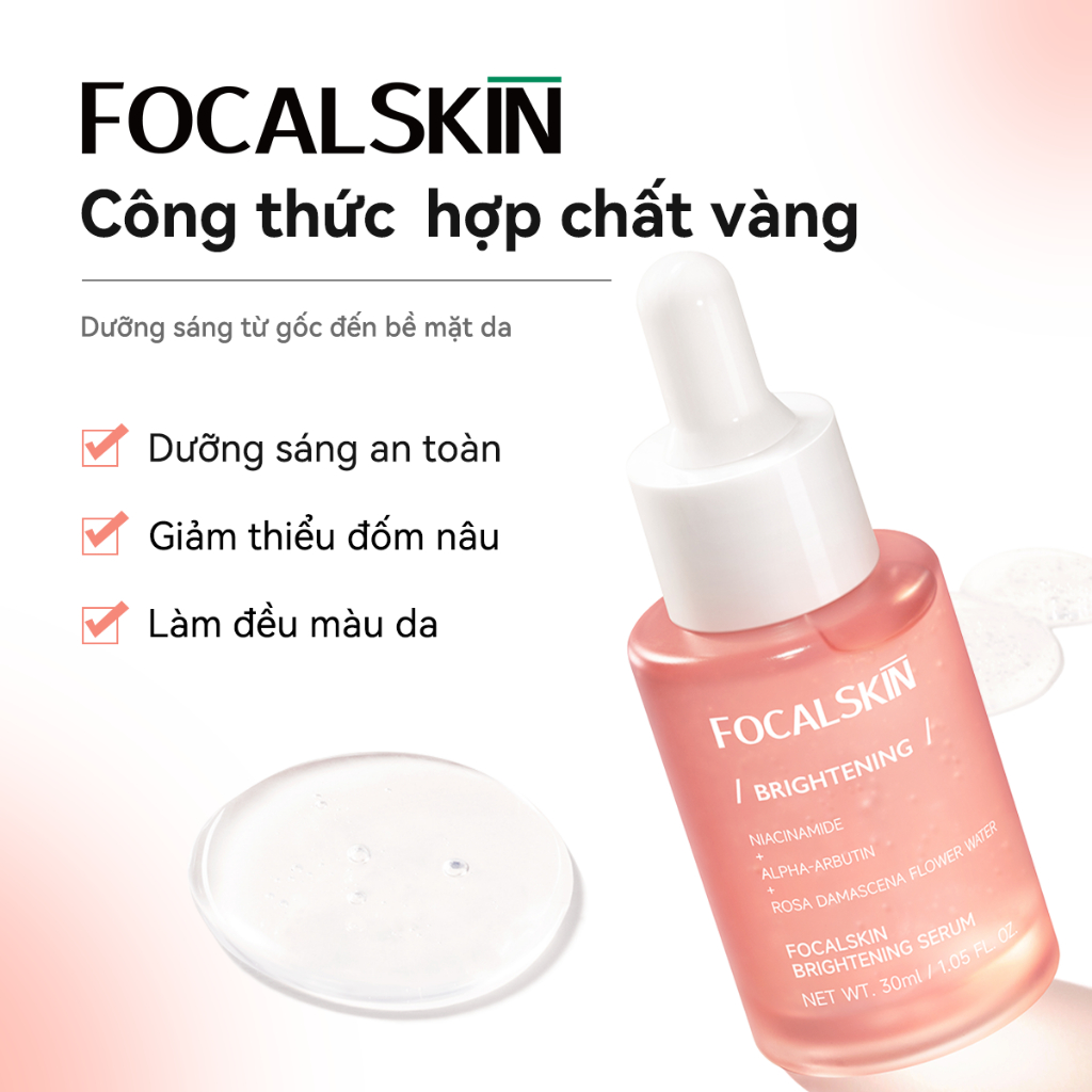 FOCALSKIN Serum Dưỡng Trắng Da Mờ Thâm Mụn Gấp Đôi Vitamin C + Niacinamide B3 + Alpha Arbutin 30ml