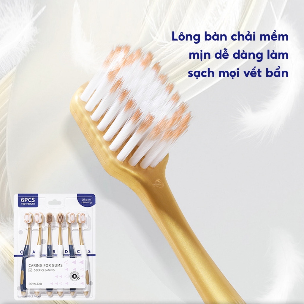 Bộ 6 bàn chải đánh răng lông tơ mềm mại JYoohome Bàn chải Than tre hoạt tính nội địa Trung siêu êm