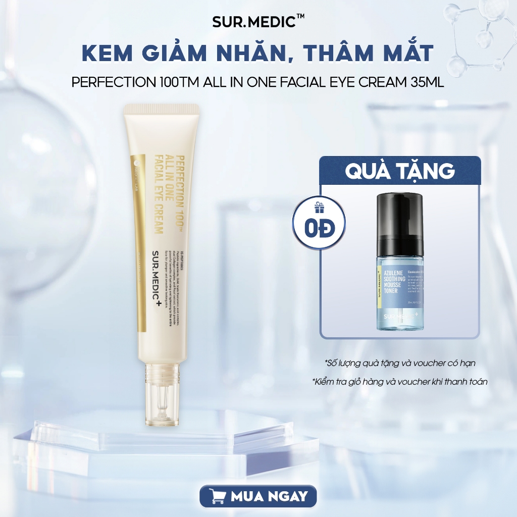 Kem Giảm Thâm Mắt Xoá Mờ Nếp Nhăn SURMEDIC Perfection 100tm All In One Facial Eye Cream 35ml