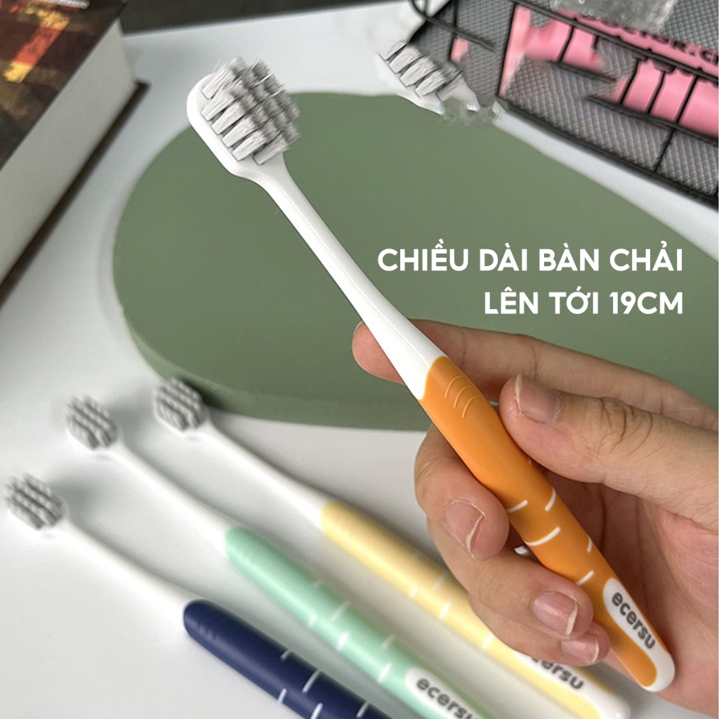 Bộ 4 bàn chải đánh răng Nhật lông tơ mềm mại, Bàn trải đánh răng Than tre hoạt tính lông mềm, chải siêu êm bảo vệ nướu