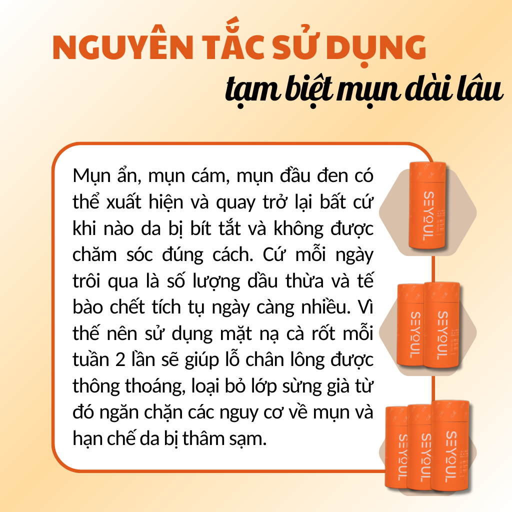 Mặt Nạ Sủi Bọt Cà Rốt SEYOUL hỗ trợ giảm mụn đầu đen, thải độc và làm sạch sâu cho da – 1 Hộp 12 gói