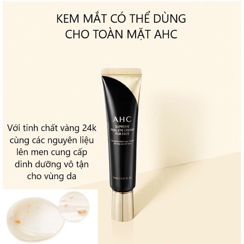 Kem dưỡng mắt AHC 30ml kem mắt dưỡng trắng dưỡng ẩm tăng độ đàn hồi săn chắc giúp da căng bóng giảm nếp nhăn