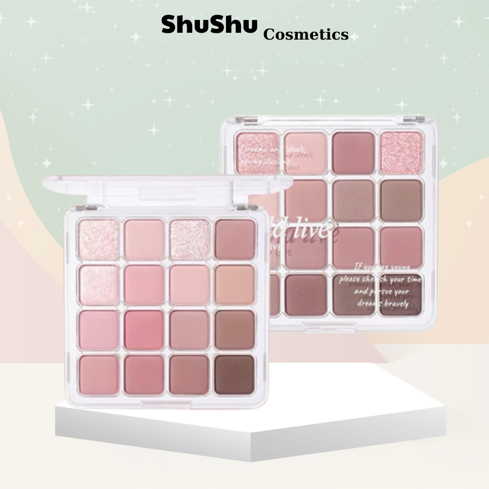 Bảng Phấn Mắt 16 Ô Màu Hold Live Sunset Magic Nhũ Mịn Lì SHUSHU COSMETICS