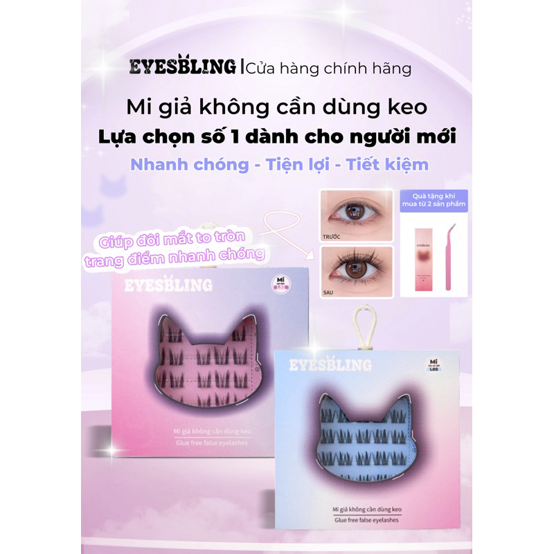 Lông Mi giả tự dính không cần dùng keo Eyes Bling- thế hệ mới có thể tái sử dụng nhiều lần( bao bì mới cải tiến hơn)