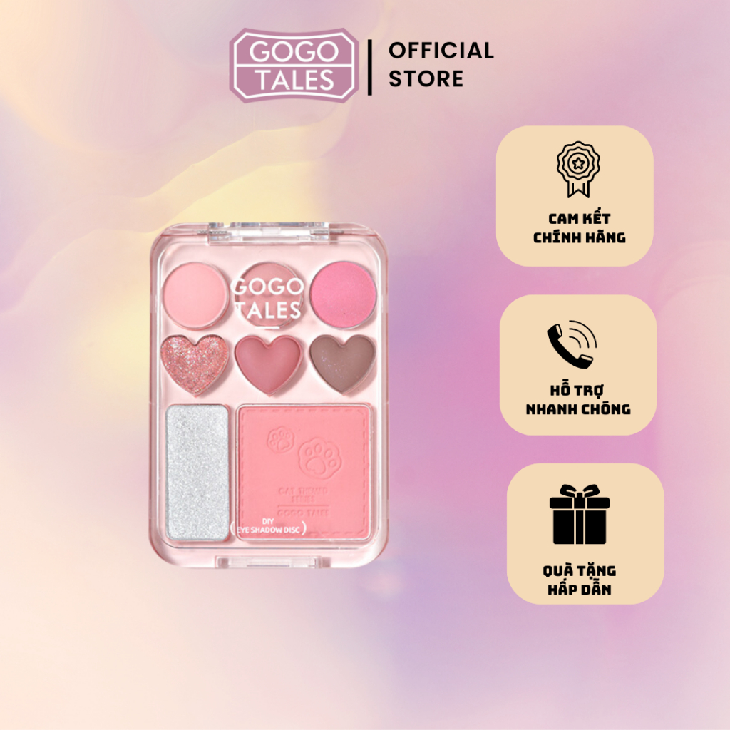 Bắng Phấn Mắt Má 8 ô Gogo Tales Stick Sweet Heart Powder Blusher Eyeshadow Palette