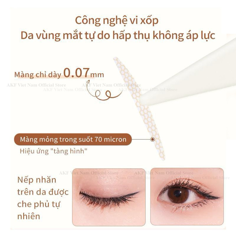 { AKF } Dán mí AKF chính hãng – Kích mí tàng hình AKF – miếng dán mí tàng hình tự nhiên chống mồ hôi- Miếng dán mắt 2 mí