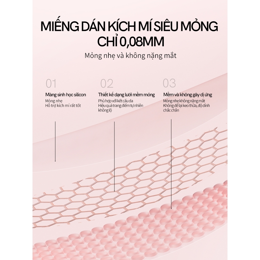 Kích mí tàng hình trong suốt sẵn keo tạo mắt hai mí chống thấm nước cao cấp GECOMO 90 miếng