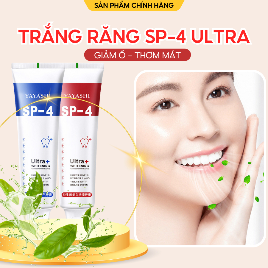 Kem Đánh Trắng Răng Tự Nhiên SP4 YAYASHI Hương Thơm Mát, Kem Đánh Răng Khử Ổ Vàng, Sạch Mảng Bám Dứt Điểm Hôi Miệng