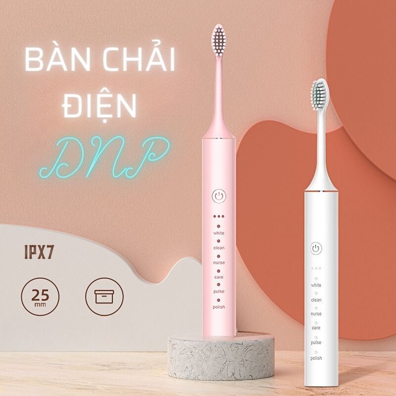 Bàn Chải Điện DNP SONIC IPX7 – Máy đánh răng sóng âm công nghệ Đức – Tặng kèm 3 đầu thay thế