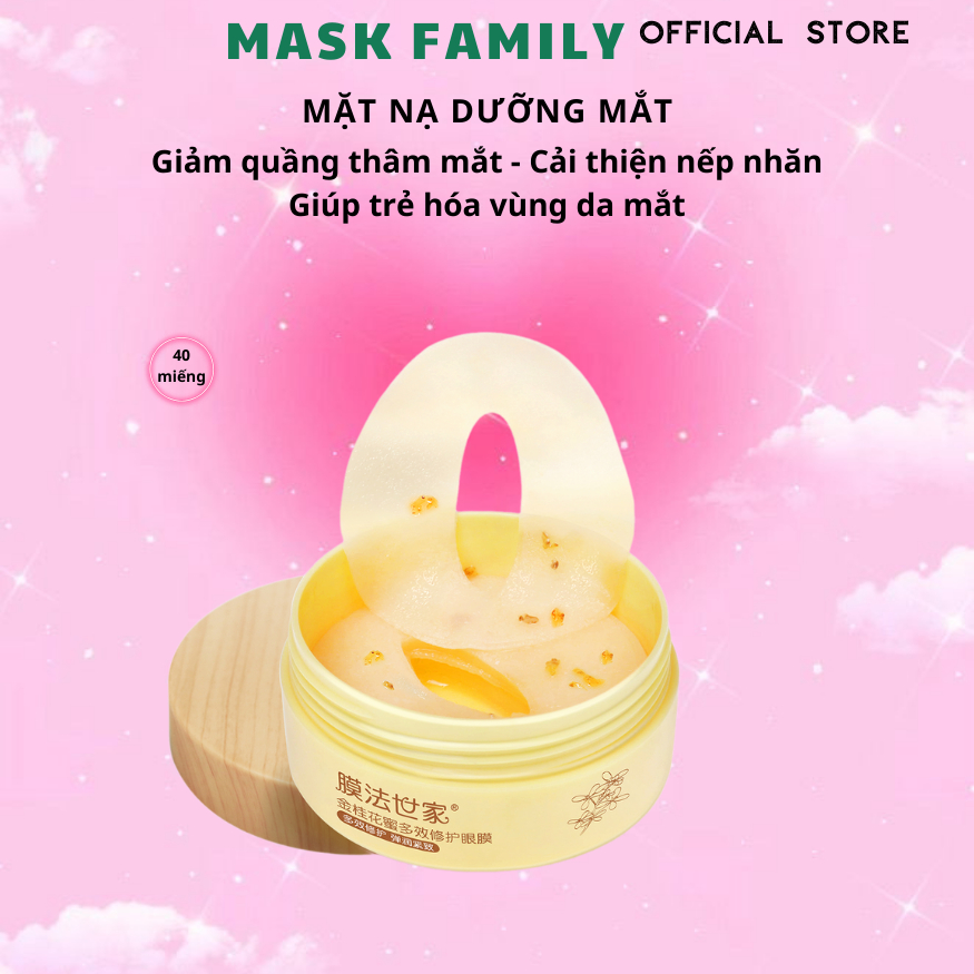 Mask Family mặt nạ dưỡng mắt làm tan bọng mắt làm mờ nếp nhăn quầng thâm mắt lọ 70ml (40 miếng)