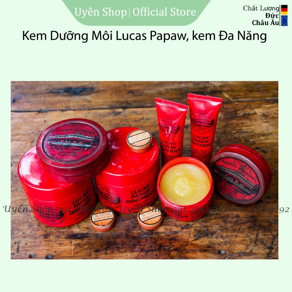 Kem Dưỡng Môi Lucas Paw Paw, Kem Đa Năng môi Mềm Mại, Ngăn Ngừa Nẻ Môi, Làm Dịu Da Fullsize Chính Hãng