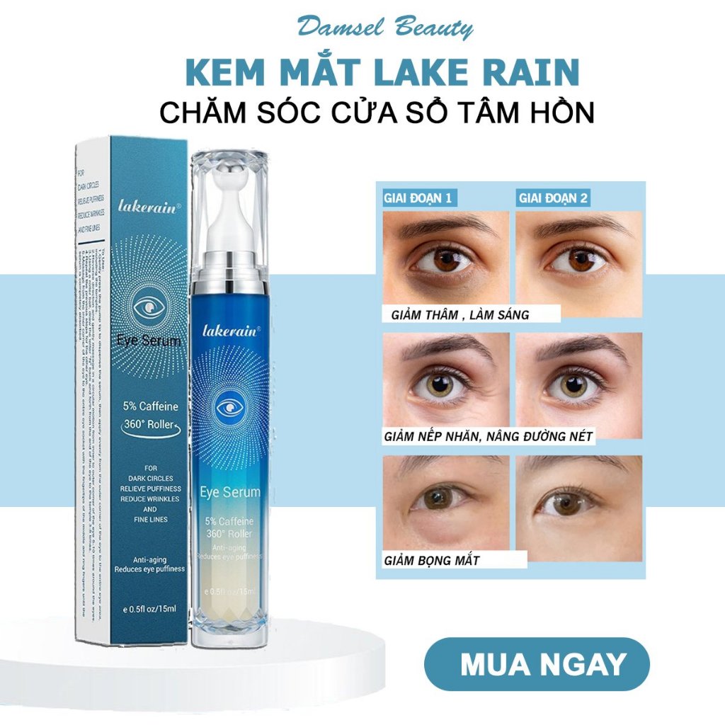 Kem Mắt Lakerain 15ml Lăn Giảm Thâm Bọng Mắt Nếp Nhăn Vùng Mắt, Làm Cho Vùng Da Mắt Sáng Mịn