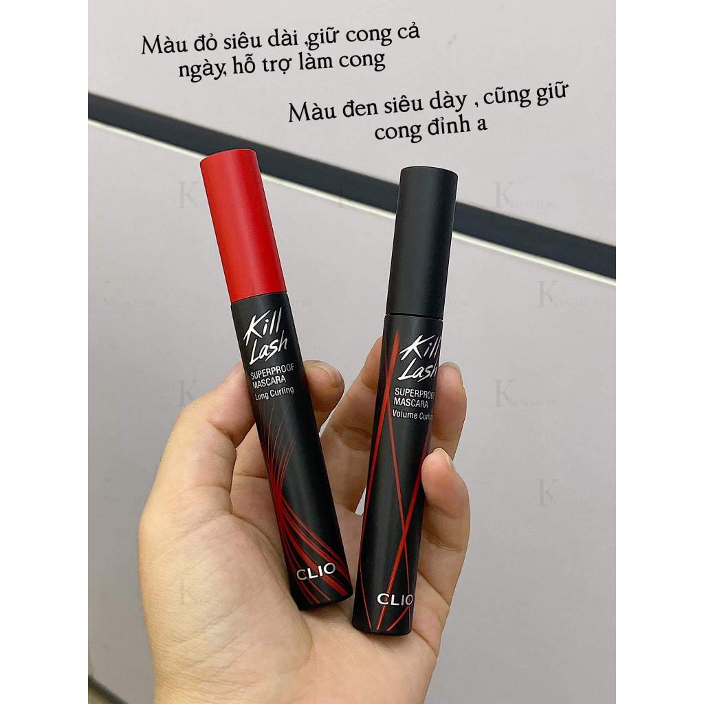 Mascara Clio Kill Lash Superproof chuốt mi chống nước giữ cong, dài và dày mi chuyên cho makeup 7g