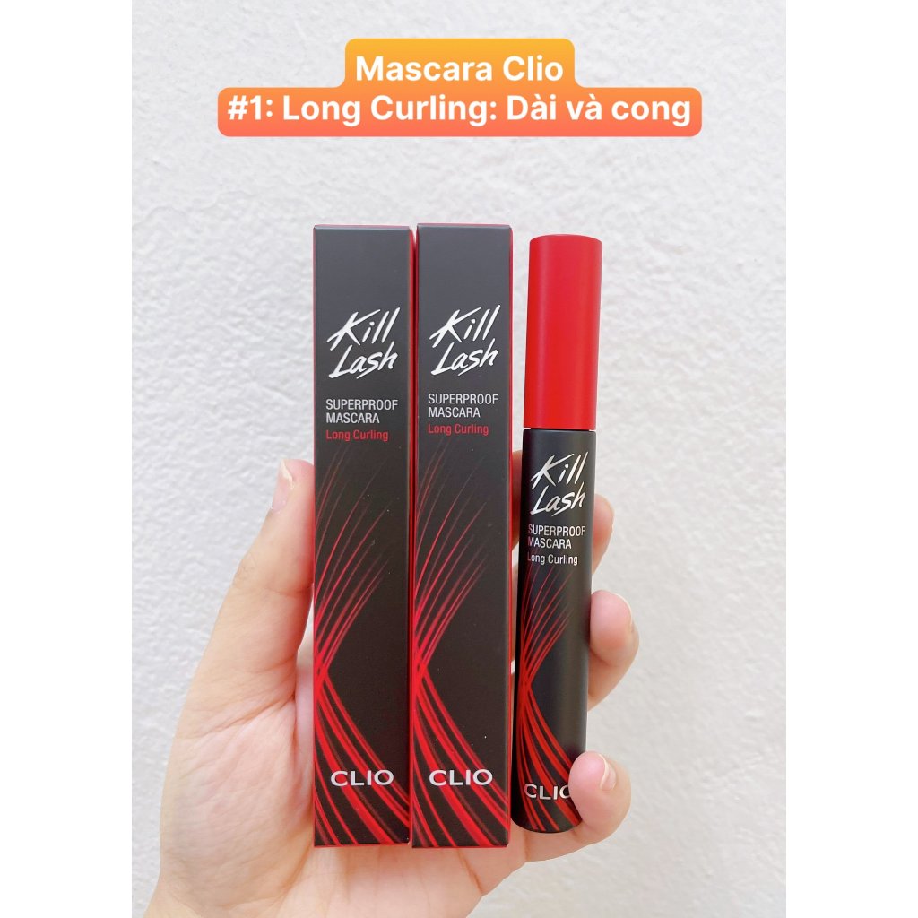 Mascara Clio Kill Lash Superproof chuốt mi chống nước giữ cong, dài và dày mi chuyên cho makeup 7g