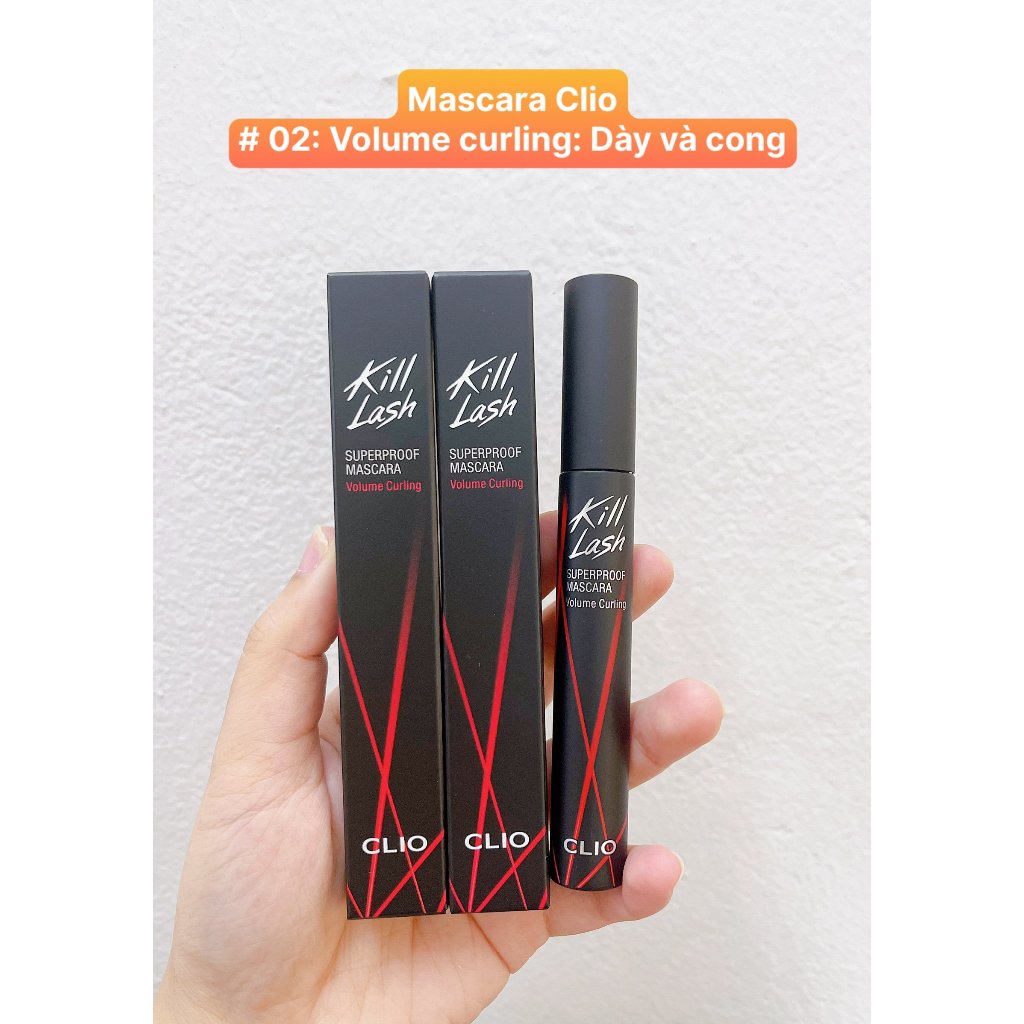 Mascara Clio Kill Lash Superproof chuốt mi chống nước giữ cong, dài và dày mi chuyên cho makeup 7g