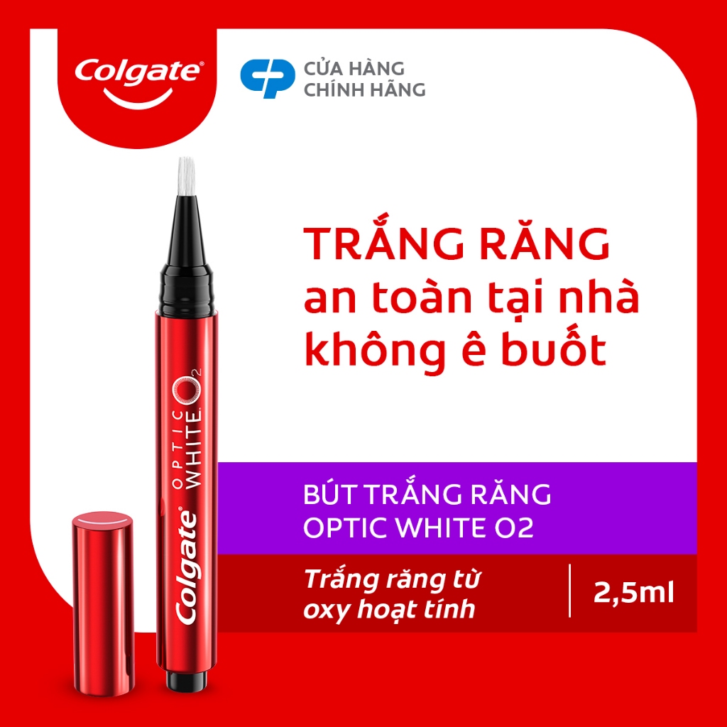 Bút trắng răng Colgate Optic White O2 2,5ML răng trắng 3 tông an toàn, không ê buốt