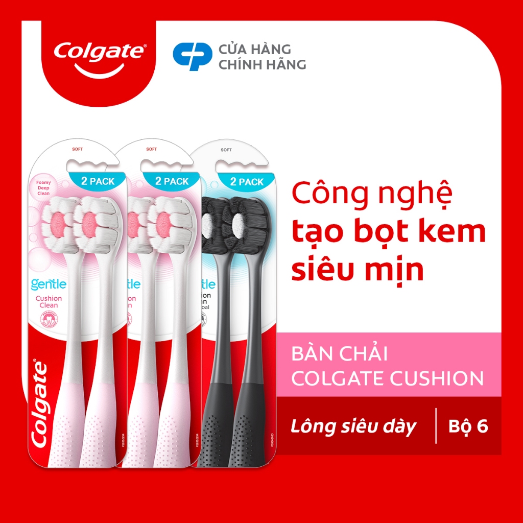 Combo 6 Bàn chải Colgate Gentle Cushion Clean lông chải siêu dày tạo bọt mịn