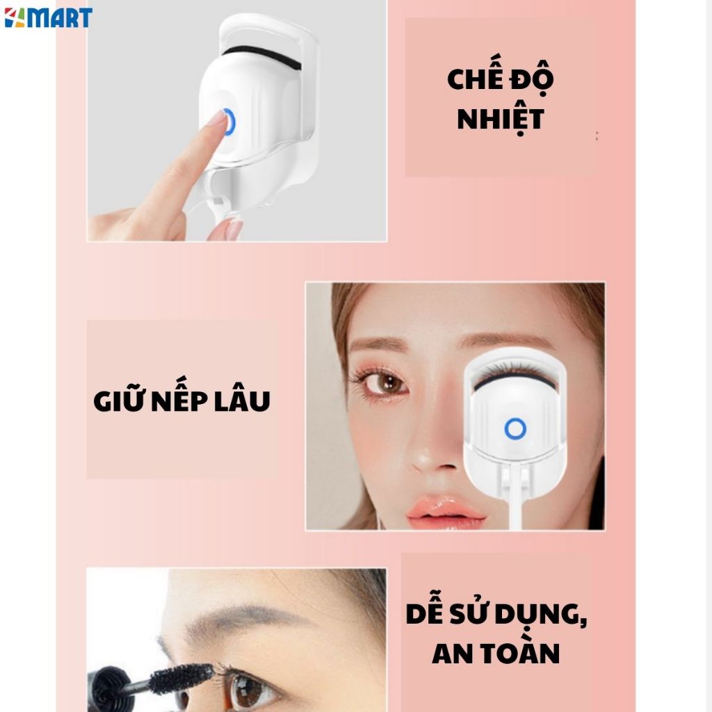 Máy uốn cong lông mi tự nhiên Kẹp bấm mi điện tạo và giữ nếp cong mi lâu hơn bằng 2 chế độ nhiệt.