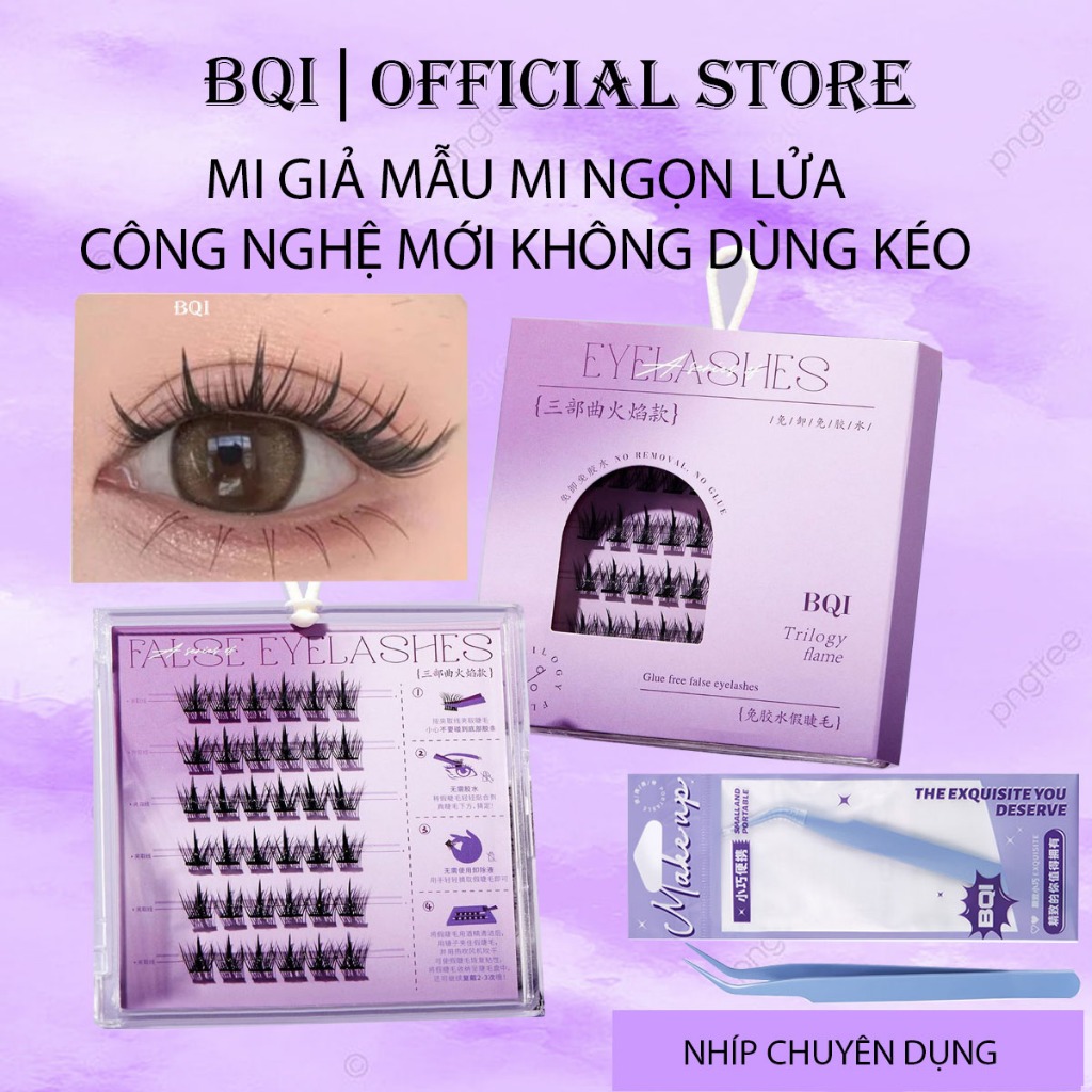 Mi giả BQI mẫu ngọn lửa dễ gắn, dễ dùng ,mắt to tự nhiên có sẵn keo mã L04