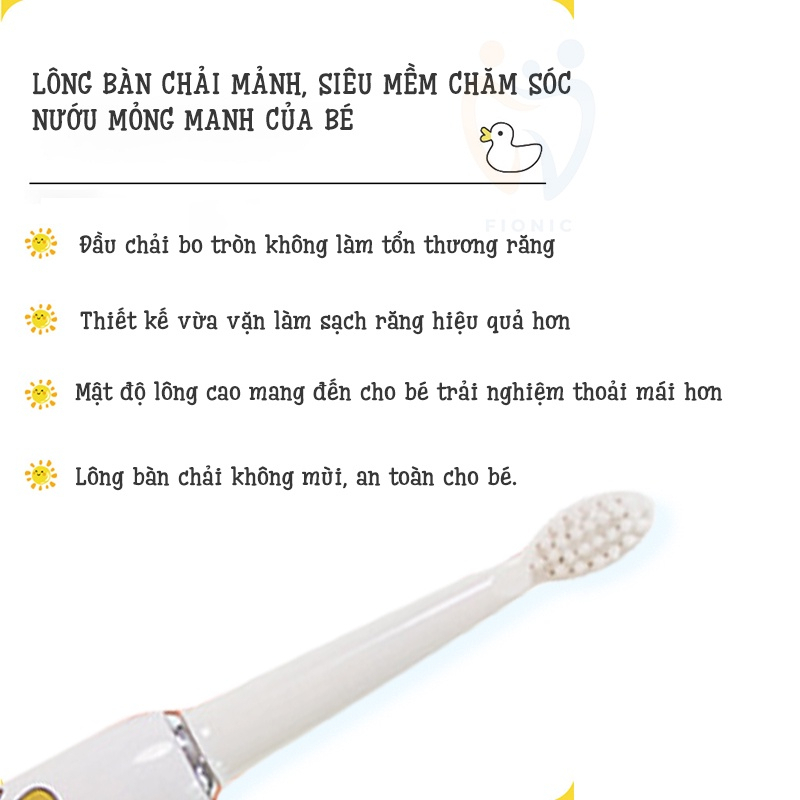 Bàn chải điện cho bé JIASHI bàn chải đánh răng điện siêu âm tự động, lông chải mềm kháng khuẩn BCD06