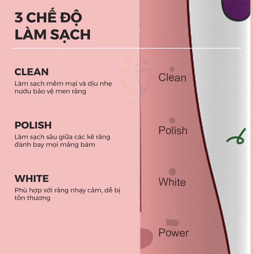 Bàn chải điện cho bé JIASHI bàn chải đánh răng điện siêu âm tự động, lông chải mềm kháng khuẩn BCD06