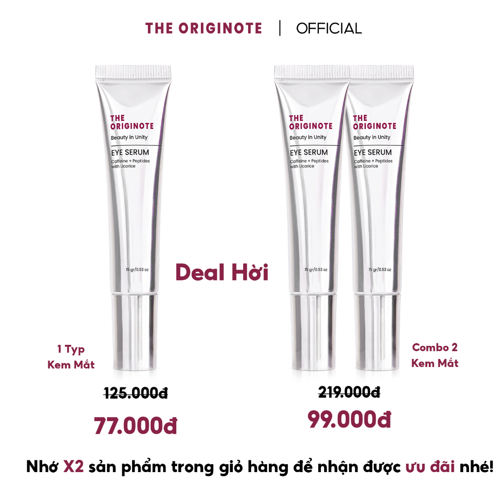 [2 Tuýp – 99K] Kem mắt giảm thâm với Caffeine và chiết xuất cam thảo – Eye Serum The Originote 15gr