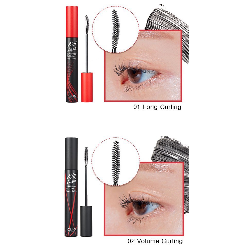 Mascara Clio Kill Lash Superproof chuốt mi chống nước giữ cong, dài và dày mi chuyên cho makeup 7g