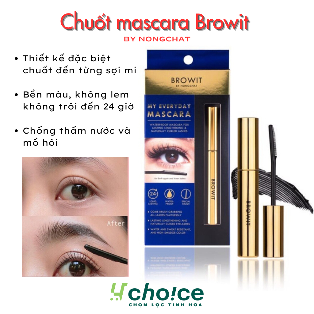 Mascara chuốt dài và làm dày mi Browit chính hãng nongchat Thái Lan chuyên dùng cho Makeup.