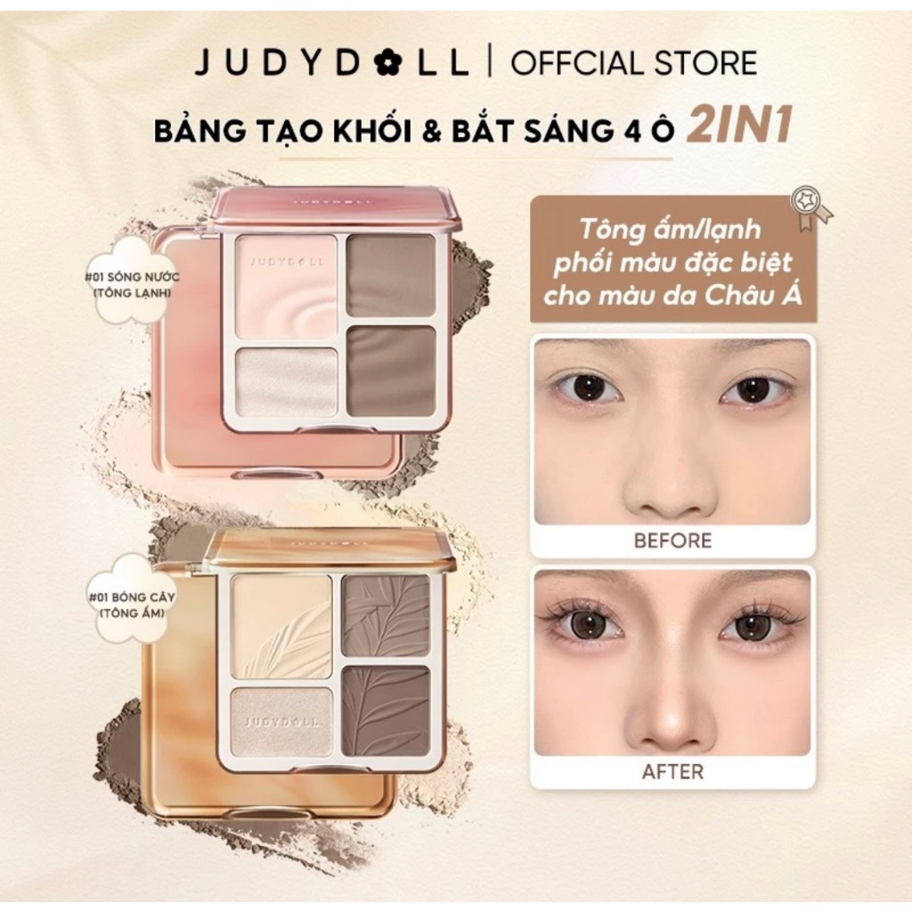 ̣Bảng phấn JUDYDOLL bắt sáng và tạo khối tự nhiên lâu trôi chống nước T50