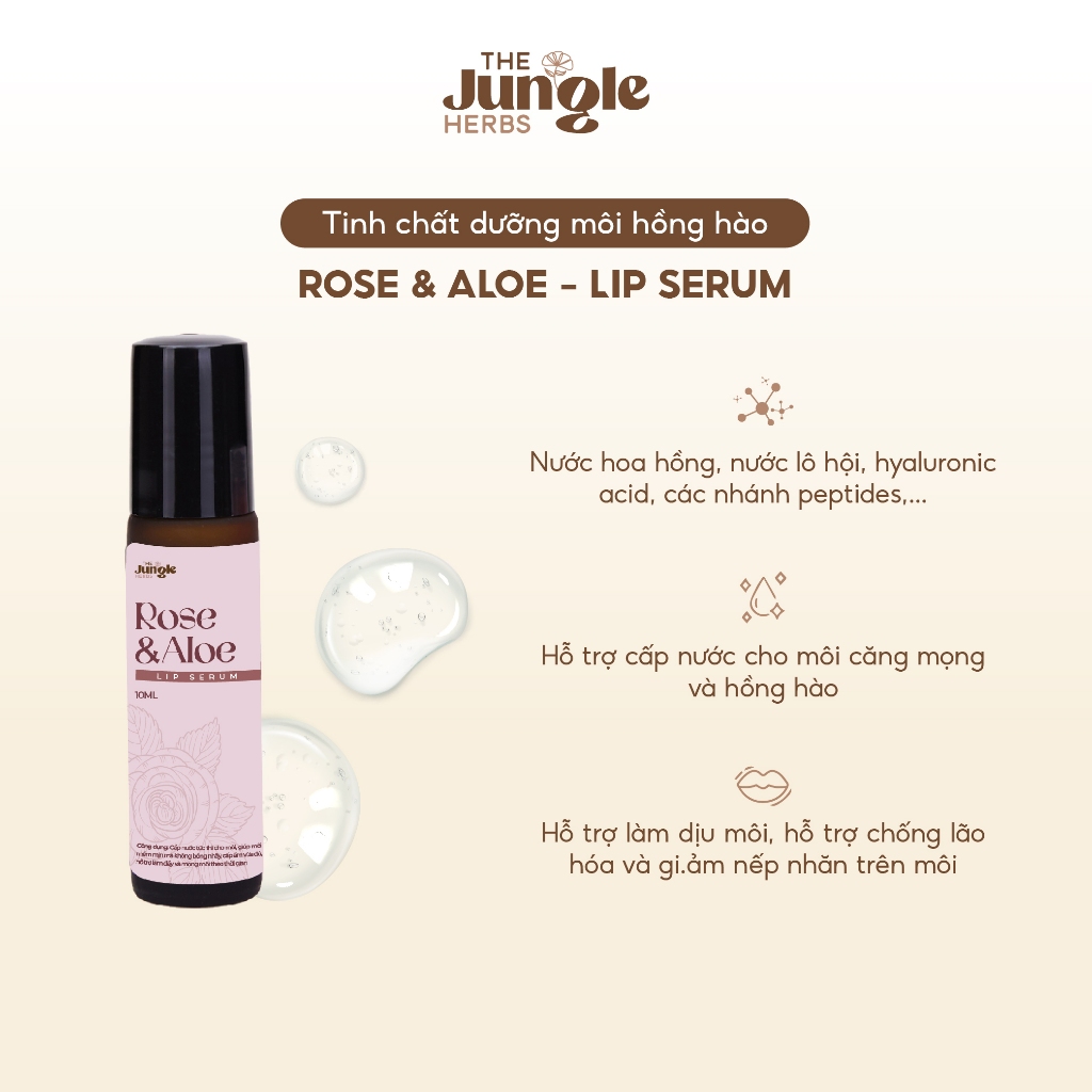 ⚡ FREESHIP⚡ Tinh chất dưỡng môi Rose Aloe Lip Serum Handmade cấp nước cho môi căng mọng