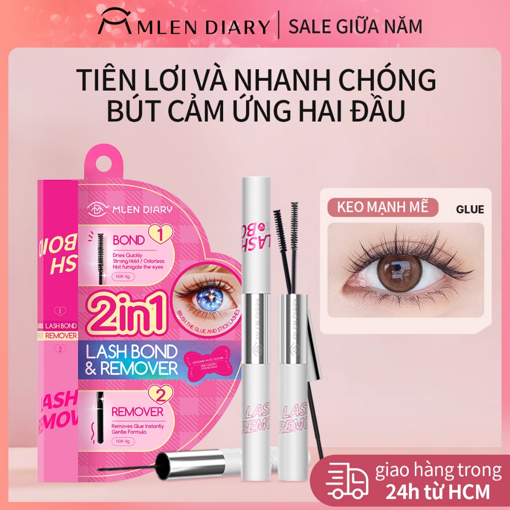 Mlen Diary Keo 2 Đầu Mascara 4in1 kết hợp dung dịch tẩy keo, thiết kế tiện lợi (619_S)