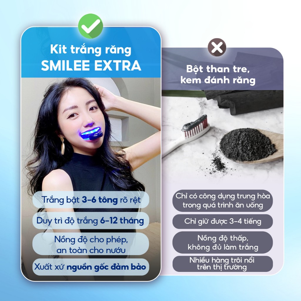 Kit Trắng Răng Smilee Extra, trắng răng từ 3-6 tone sau một liệu trình giúp hơi thở thơm mát tự tin, Hàng chính hãng