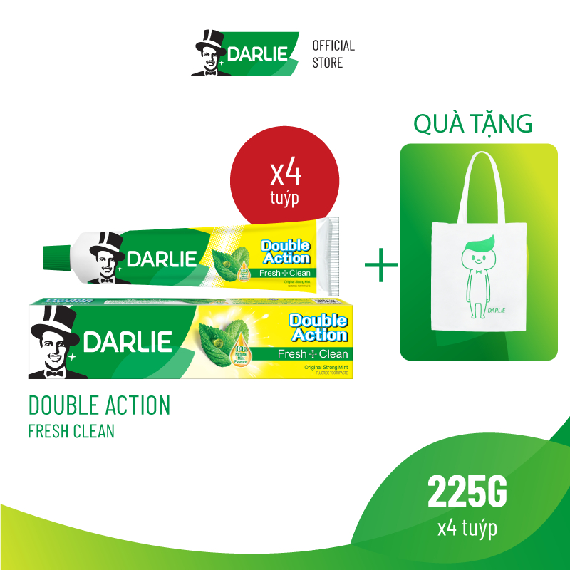 [Mã SGMST15K giảm đến 15K đơn 99K] Bộ 4 Kem Đánh Răng Darlie Gấp Đôi Bạc Hà Double Action Fresh Clean 225g