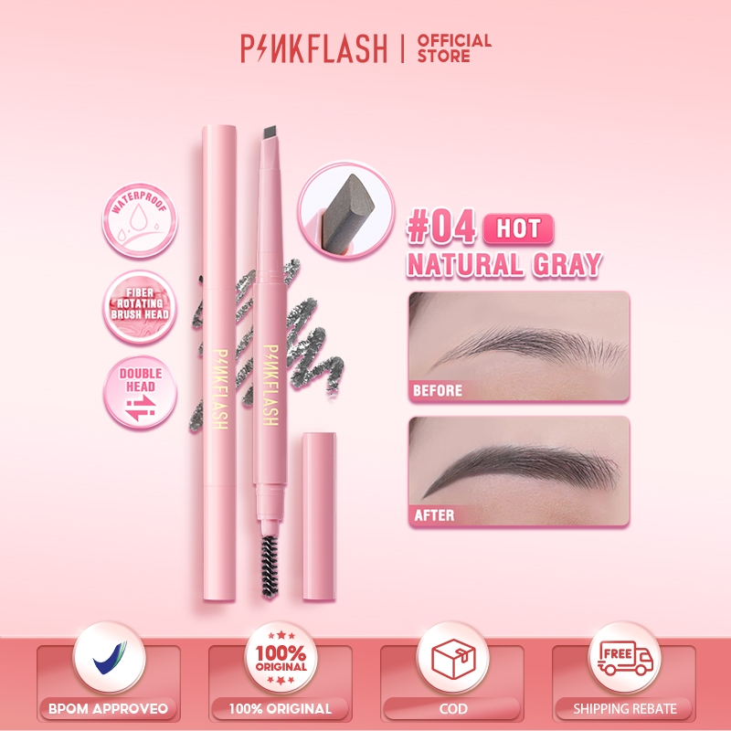 PINKFLASHBút Kẻ Lông Mày Dễ Tán Chống Nước Giữ Màu Lên Đến 8 Tiếng Tích Hợp Đầu Cọ Chải Tiện Dụng30g
