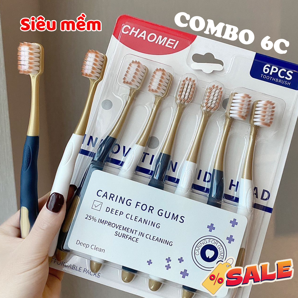 Combo 6 bàn chải đánh răng TORO hàng nội địa Trung lông mềm, chải siêu êm, làm sạch sâu đánh sạch mảng bám