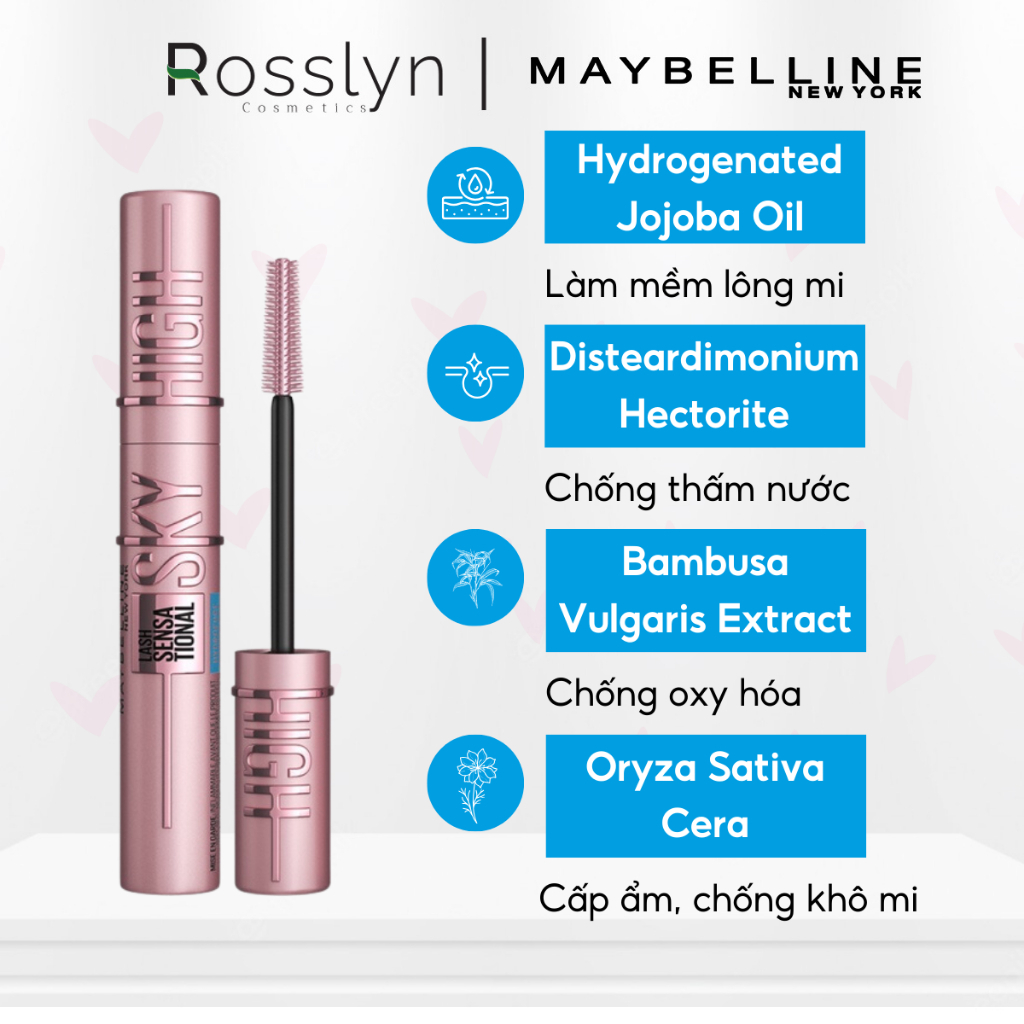 Mascara Maybelline New York Lash Sensational Sky High Giúp Tơi Dài Mi Không Giới Hạn Waterproof 6ml Hàng Chính Hãng