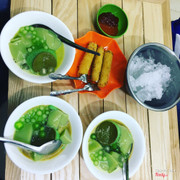 caramel matcha trộn thạch và trân châu