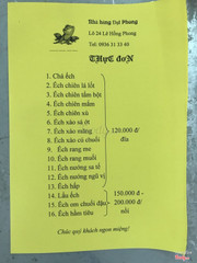 Thực đơn mới nhất của nhà hàng 10/2017