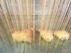 Gà được xối mỡ trực tiếp da giòn,trong thịt mềm vẫn giữ nguyên vị gà