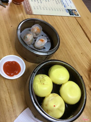 bánh bao kim sa + há cảo