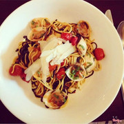 Black & White Tagliolini Alle Vongole - Clams Steamed in White Wine & Burst Tomatoes