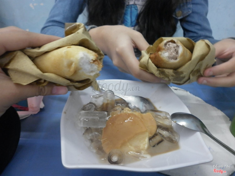 bánh flan , kem chiên vani + socola