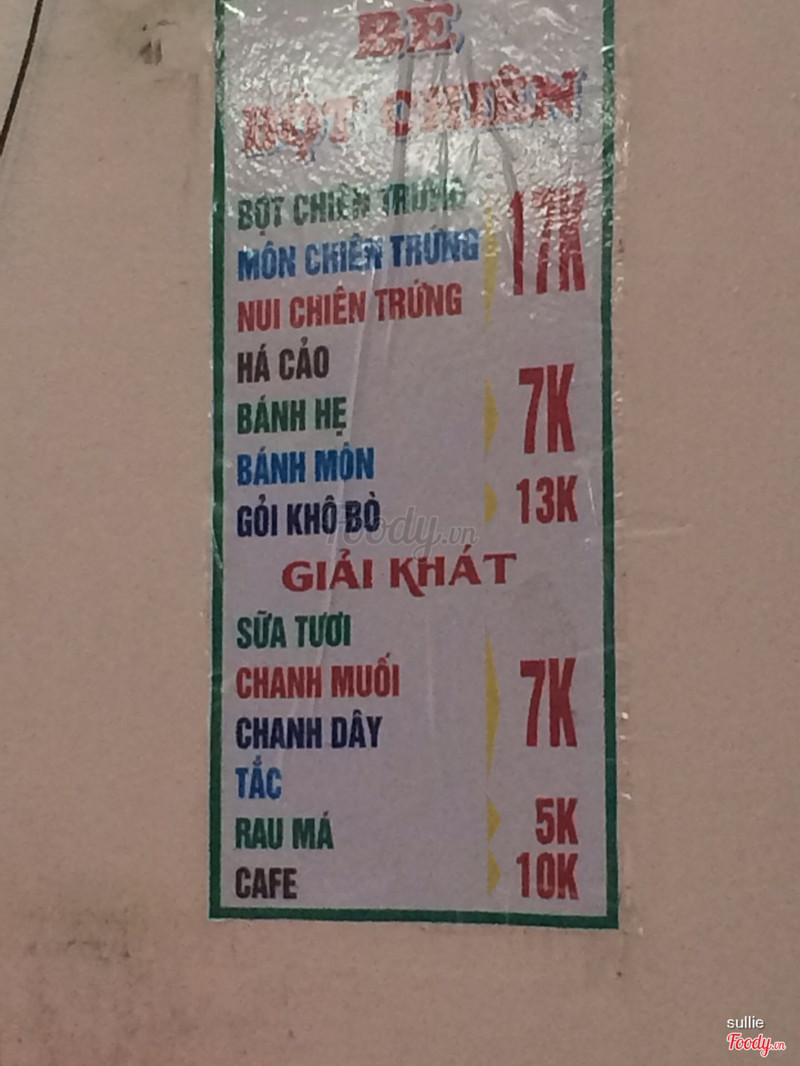 Menu quán