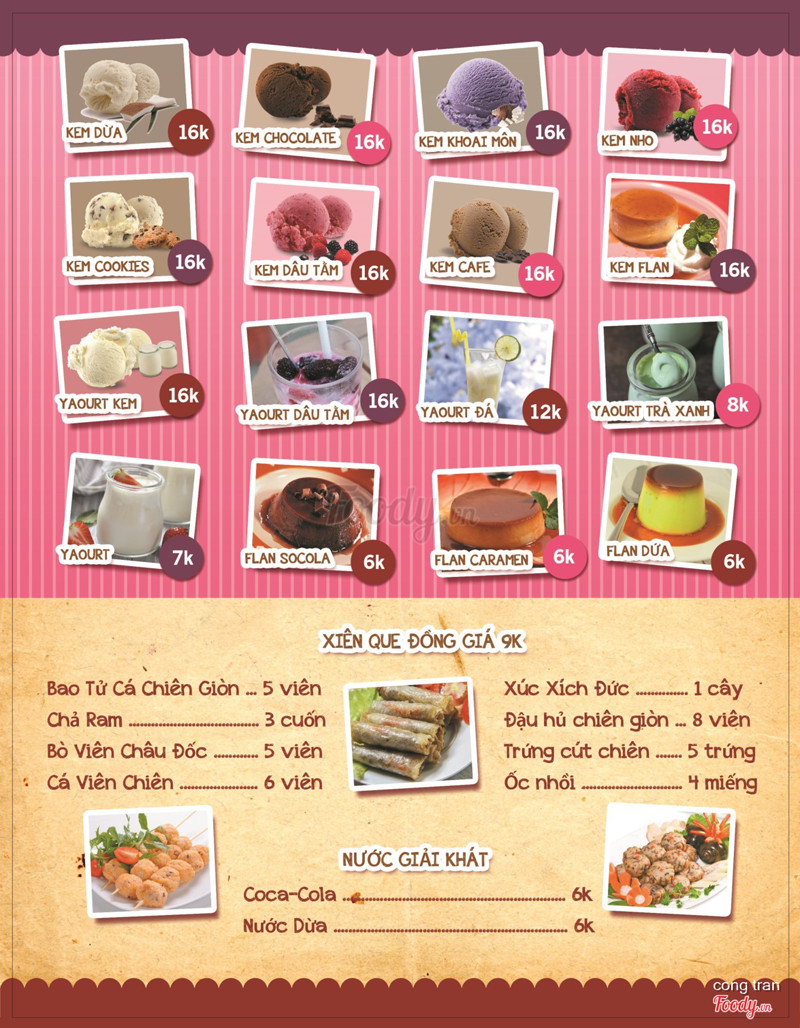 menu mặt sau